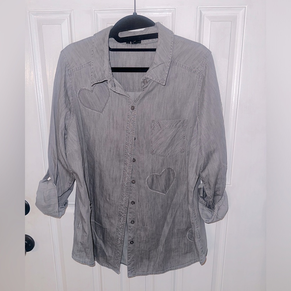 Torrid Grey Button Down Shirt